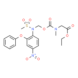 ChemSpider 2D Image | Ethyl N-methyl-N-({[(methylsulfonyl)(4-nitro-2-phenoxyphenyl)amino]methoxy}carbonyl)glycinate | C20H23N3O9S