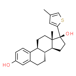 ChemSpider 2D Image | (17beta)-17-(4-Methyl-2-thienyl)estra-1(10),2,4-triene-3,17-diol | C23H28O2S