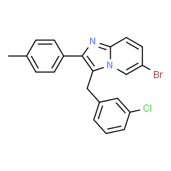 ChemSpider 2D Image | 6-Bromo-3-(3-chlorobenzyl)-2-(4-methylphenyl)imidazo[1,2-a]pyridine | C21H16BrClN2