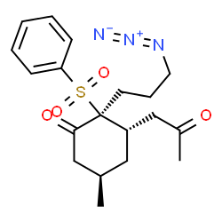 ChemSpider 2D Image | (2S,3S,5R)-2-(3-Azidopropyl)-5-methyl-3-(2-oxopropyl)-2-(phenylsulfonyl)cyclohexanone | C19H25N3O4S