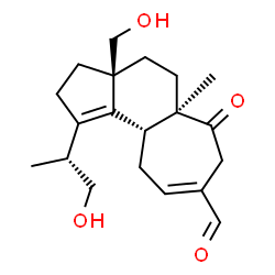 ChemSpider 2D Image | (3aS,5aR,10aR)-3a-(Hydroxymethyl)-1-[(2R)-1-hydroxy-2-propanyl]-5a-methyl-6-oxo-2,3,3a,4,5,5a,6,7,10,10a-decahydrocyclohepta[e]indene-8-carbaldehyde | C20H28O4