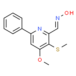 ChemSpider 2D Image | (E)-N-Hydroxy-1-[4-methoxy-3-(methylsulfanyl)-6-phenyl-2-pyridinyl]methanimine | C14H14N2O2S