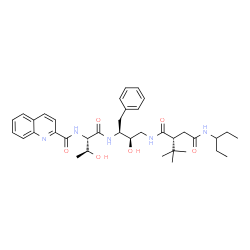 ChemSpider 2D Image | (2R)-N~1~-[(2R,3S)-2-Hydroxy-4-phenyl-3-{[N-(2-quinolinylcarbonyl)-L-allothreonyl]amino}butyl]-2-(2-methyl-2-propanyl)-N~4~-(3-pentanyl)succinamide | C37H51N5O6