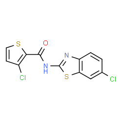 ChemSpider 2D Image | 3-Chloro-N-(6-chloro-1,3-benzothiazol-2-yl)-2-thiophenecarboxamide | C12H6Cl2N2OS2