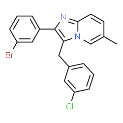ChemSpider 2D Image | 2-(3-Bromophenyl)-3-(3-chlorobenzyl)-6-methylimidazo[1,2-a]pyridine | C21H16BrClN2