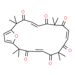 ChemSpider 2D Image | (4E,9Z)-2,2,7,7,12,12,17,17-Octamethyl-21-oxabicyclo[16.2.1]henicosa-1(20),4,9,14,18-pentaene-3,6,8,11,13,16-hexone | C28H32O7