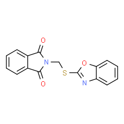 ChemSpider 2D Image | 2-[(1,3-benzoxazol-2-ylsulfanyl)methyl]isoindole-1,3-dione | C16H10N2O3S
