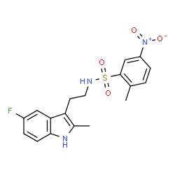 ChemSpider 2D Image | N-[2-(5-Fluoro-2-methyl-1H-indol-3-yl)ethyl]-2-methyl-5-nitrobenzenesulfonamide | C18H18FN3O4S