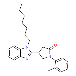ChemSpider 2D Image | 4-(1-Heptyl-1H-benzimidazol-2-yl)-1-(2-methylphenyl)-2-pyrrolidinone | C25H31N3O