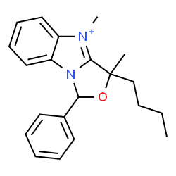 ChemSpider 2D Image | 3-Butyl-3,4-dimethyl-1-phenyl-3H-[1,3]oxazolo[3,4-a]benzimidazol-4-ium | C21H25N2O