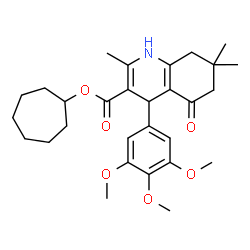 ChemSpider 2D Image | Cycloheptyl 2,7,7-trimethyl-5-oxo-4-(3,4,5-trimethoxyphenyl)-1,4,5,6,7,8-hexahydro-3-quinolinecarboxylate | C29H39NO6