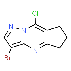 ChemSpider 2D Image | 3-Bromo-8-chloro-6,7-dihydro-5H-Cyclopenta[d]pyrazolo[1,5-a]pyrimidine | C9H7BrClN3