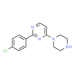 ChemSpider 2D Image | 2-(4-Chlorophenyl)-4-(1-piperazinyl)pyrimidine | C14H15ClN4