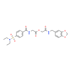 ChemSpider 2D Image | 2-[(1,3-Benzodioxol-5-ylmethyl)amino]-2-oxoethyl N-[4-(diethylsulfamoyl)benzoyl]glycinate | C23H27N3O8S