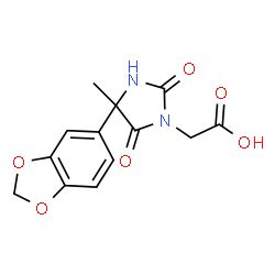 ChemSpider 2D Image | [4-(1,3-Benzodioxol-5-yl)-4-methyl-2,5-dioxo-1-imidazolidinyl]acetic acid | C13H12N2O6