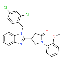 ChemSpider 2D Image | 4-[1-(2,4-Dichlorobenzyl)-1H-benzimidazol-2-yl]-1-(2-methoxyphenyl)-2-pyrrolidinone | C25H21Cl2N3O2