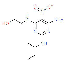 ChemSpider 2D Image | 2-{[6-Amino-2-(sec-butylamino)-5-nitro-4-pyrimidinyl]amino}ethanol | C10H18N6O3