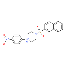 ChemSpider 2D Image | 4-(2-Naphthylsulfonyl)-1-(4-nitrophenyl)piperazin-1-ium | C20H20N3O4S
