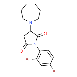 ChemSpider 2D Image | 3-(1-Azepanyl)-1-(2,4-dibromophenyl)-2,5-pyrrolidinedione | C16H18Br2N2O2