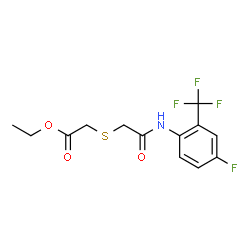 ChemSpider 2D Image | Ethyl [(2-{[4-fluoro-2-(trifluoromethyl)phenyl]amino}-2-oxoethyl)sulfanyl]acetate | C13H13F4NO3S