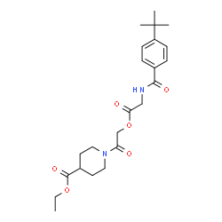 ChemSpider 2D Image | Ethyl 1-[({N-[4-(2-methyl-2-propanyl)benzoyl]glycyl}oxy)acetyl]-4-piperidinecarboxylate | C23H32N2O6