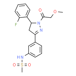 ChemSpider 2D Image | N-{3-[5-(2-Fluorophenyl)-1-(methoxyacetyl)-4,5-dihydro-1H-pyrazol-3-yl]phenyl}methanesulfonamide | C19H20FN3O4S