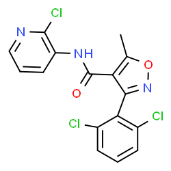 ChemSpider 2D Image | N-(2-Chloro-3-pyridinyl)-3-(2,6-dichlorophenyl)-5-methyl-1,2-oxazole-4-carboxamide | C16H10Cl3N3O2