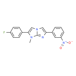 ChemSpider 2D Image | 2-(4-Fluorophenyl)-1-methyl-6-(3-nitrophenyl)-1H-imidazo[1,2-a]imidazole | C18H13FN4O2