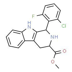 ChemSpider 2D Image | Methyl 1-(2-chloro-6-fluorophenyl)-2,3,4,9-tetrahydro-1H-beta-carboline-3-carboxylate | C19H16ClFN2O2