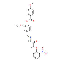 ChemSpider 2D Image | 2-Ethoxy-4-({[2-(2-nitrophenoxy)propanoyl]hydrazono}methyl)phenyl 4-methoxybenzoate | C26H25N3O8
