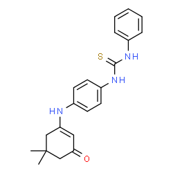 ChemSpider 2D Image | 1-{4-[(5,5-Dimethyl-3-oxo-1-cyclohexen-1-yl)amino]phenyl}-3-phenylthiourea | C21H23N3OS