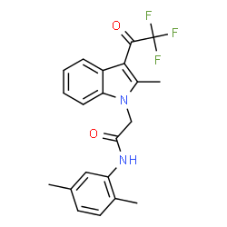 ChemSpider 2D Image | N-(2,5-Dimethylphenyl)-2-[2-methyl-3-(trifluoroacetyl)-1H-indol-1-yl]acetamide | C21H19F3N2O2