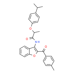 ChemSpider 2D Image | 2-(4-Isopropylphenoxy)-N-[2-(4-methylbenzoyl)-1-benzofuran-3-yl]propanamide | C28H27NO4