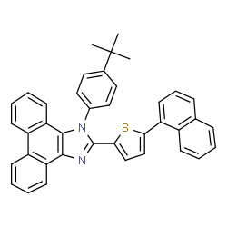 ChemSpider 2D Image | 1-[4-(2-Methyl-2-propanyl)phenyl]-2-[5-(1-naphthyl)-2-thienyl]-1H-phenanthro[9,10-d]imidazole | C39H30N2S