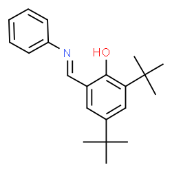 ChemSpider 2D Image | 2,4-Bis(2-methyl-2-propanyl)-6-[(E)-(phenylimino)methyl]phenol | C21H27NO