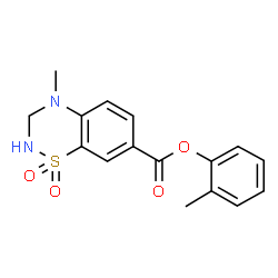 ChemSpider 2D Image | 2-Methylphenyl 4-methyl-3,4-dihydro-2H-1,2,4-benzothiadiazine-7-carboxylate 1,1-dioxide | C16H16N2O4S