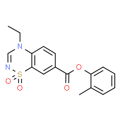 ChemSpider 2D Image | 2-Methylphenyl 4-ethyl-4H-1,2,4-benzothiadiazine-7-carboxylate 1,1-dioxide | C17H16N2O4S