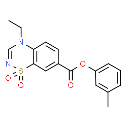 ChemSpider 2D Image | 3-Methylphenyl 4-ethyl-4H-1,2,4-benzothiadiazine-7-carboxylate 1,1-dioxide | C17H16N2O4S