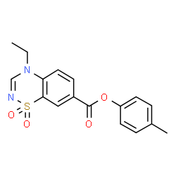 ChemSpider 2D Image | 4-Methylphenyl 4-ethyl-4H-1,2,4-benzothiadiazine-7-carboxylate 1,1-dioxide | C17H16N2O4S