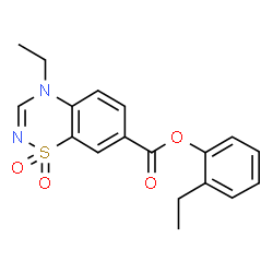 ChemSpider 2D Image | 2-Ethylphenyl 4-ethyl-4H-1,2,4-benzothiadiazine-7-carboxylate 1,1-dioxide | C18H18N2O4S