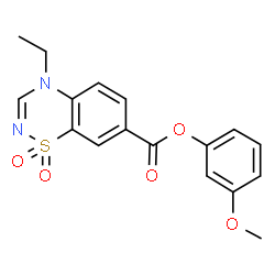 ChemSpider 2D Image | 3-Methoxyphenyl 4-ethyl-4H-1,2,4-benzothiadiazine-7-carboxylate 1,1-dioxide | C17H16N2O5S