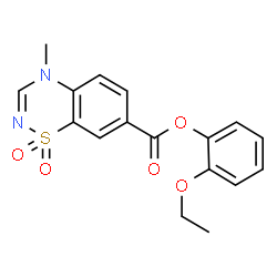 ChemSpider 2D Image | 2-Ethoxyphenyl 4-methyl-4H-1,2,4-benzothiadiazine-7-carboxylate 1,1-dioxide | C17H16N2O5S