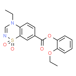 ChemSpider 2D Image | 2-Ethoxyphenyl 4-ethyl-4H-1,2,4-benzothiadiazine-7-carboxylate 1,1-dioxide | C18H18N2O5S