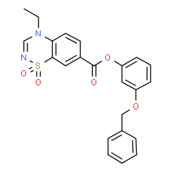 ChemSpider 2D Image | 3-(Benzyloxy)phenyl 4-ethyl-4H-1,2,4-benzothiadiazine-7-carboxylate 1,1-dioxide | C23H20N2O5S