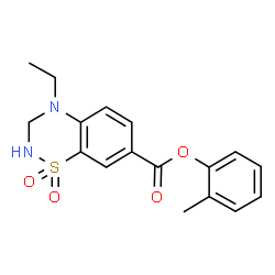 ChemSpider 2D Image | 2-Methylphenyl 4-ethyl-3,4-dihydro-2H-1,2,4-benzothiadiazine-7-carboxylate 1,1-dioxide | C17H18N2O4S