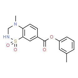 ChemSpider 2D Image | 3-Methylphenyl 4-methyl-3,4-dihydro-2H-1,2,4-benzothiadiazine-7-carboxylate 1,1-dioxide | C16H16N2O4S