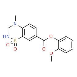 ChemSpider 2D Image | 2-Methoxyphenyl 4-methyl-3,4-dihydro-2H-1,2,4-benzothiadiazine-7-carboxylate 1,1-dioxide | C16H16N2O5S