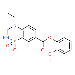 ChemSpider 2D Image | 2-Methoxyphenyl 4-ethyl-3,4-dihydro-2H-1,2,4-benzothiadiazine-7-carboxylate 1,1-dioxide | C17H18N2O5S