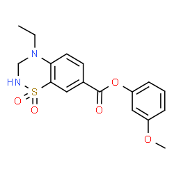 ChemSpider 2D Image | 3-Methoxyphenyl 4-ethyl-3,4-dihydro-2H-1,2,4-benzothiadiazine-7-carboxylate 1,1-dioxide | C17H18N2O5S