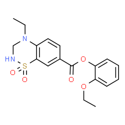 ChemSpider 2D Image | 2-Ethoxyphenyl 4-ethyl-3,4-dihydro-2H-1,2,4-benzothiadiazine-7-carboxylate 1,1-dioxide | C18H20N2O5S